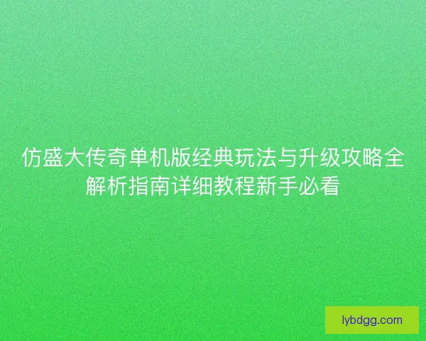 仿盛大传奇单机版经典玩法与升级攻略全解析指南详细教程新手必看