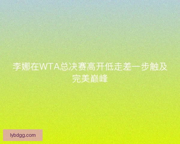 李娜在WTA总决赛高开低走差一步触及完美巅峰 李娜在WTA总决赛高开低走差一步触及完美巅峰